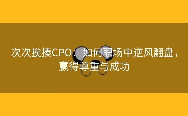 次次挨揍CPO：如何职场中逆风翻盘，赢得尊重与成功