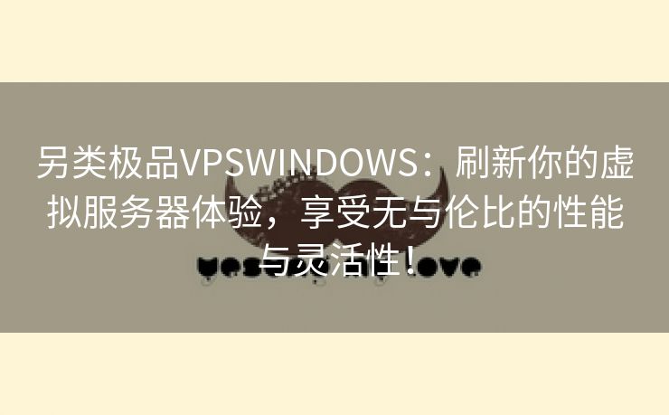 另类极品VPSWINDOWS：刷新你的虚拟服务器体验，享受无与伦比的性能与灵活性！