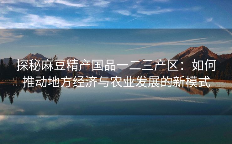 探秘麻豆精产国品一二三产区：如何推动地方经济与农业发展的新模式