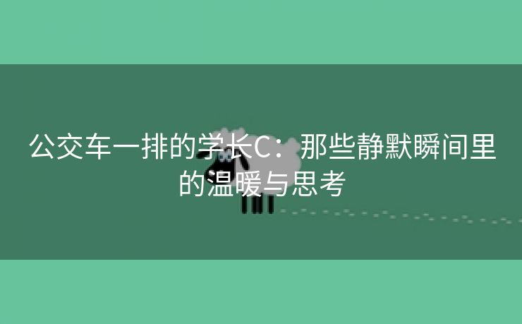 公交车一排的学长C：那些静默瞬间里的温暖与思考