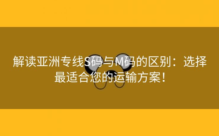 解读亚洲专线S码与M码的区别：选择最适合您的运输方案！