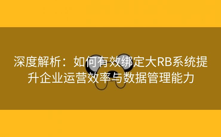 深度解析：如何有效绑定大RB系统提升企业运营效率与数据管理能力