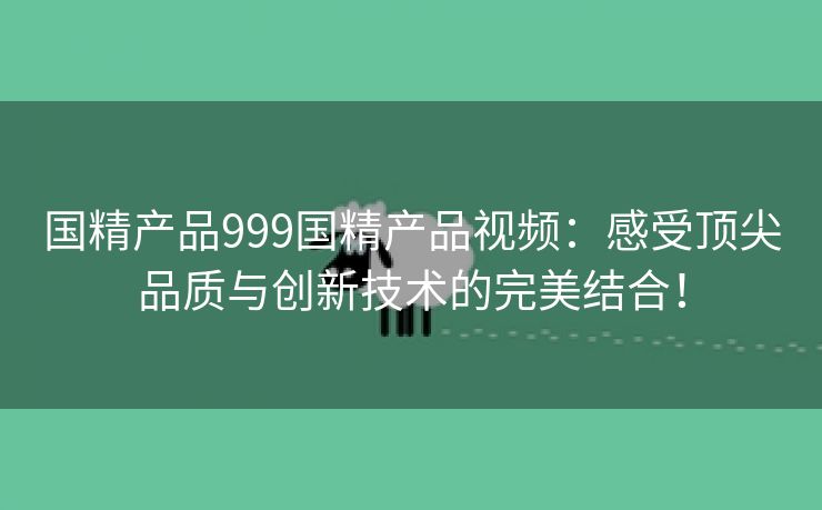 国精产品999国精产品视频：感受顶尖品质与创新技术的完美结合！