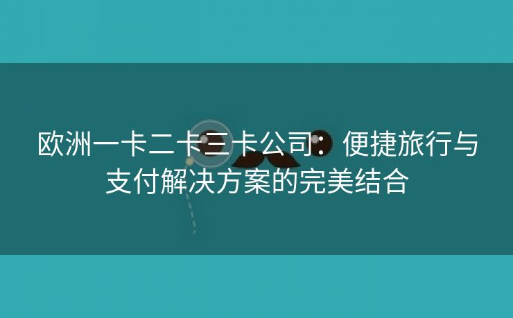 欧洲一卡二卡三卡公司：便捷旅行与支付解决方案的完美结合