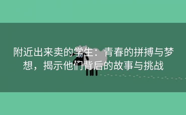 附近出来卖的学生：青春的拼搏与梦想，揭示他们背后的故事与挑战