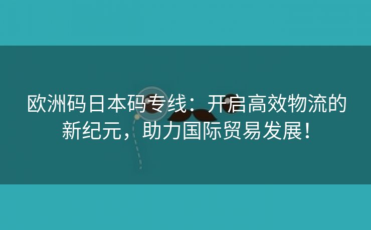 欧洲码日本码专线：开启高效物流的新纪元，助力国际贸易发展！