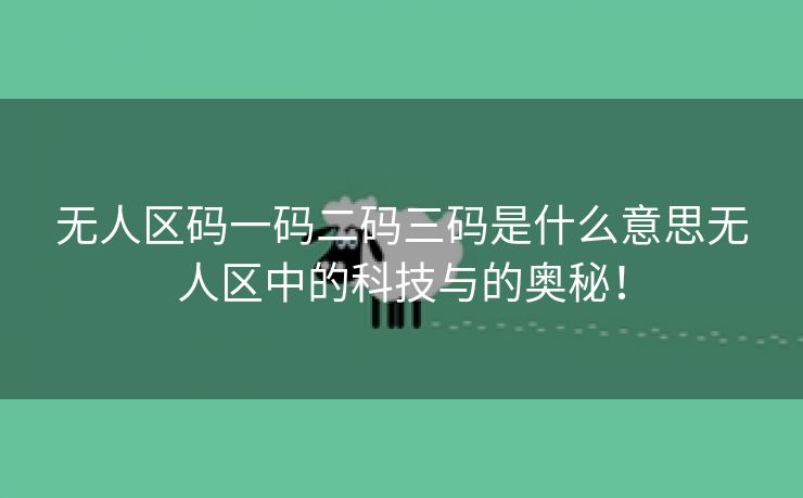 无人区码一码二码三码是什么意思无人区中的科技与的奥秘！