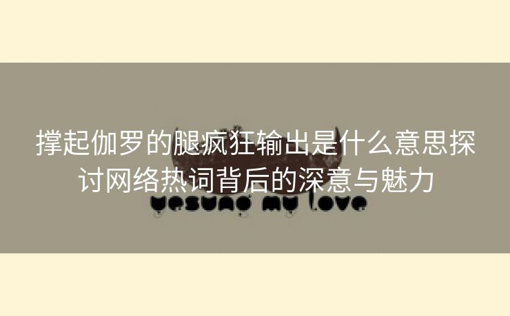 撑起伽罗的腿疯狂输出是什么意思探讨网络热词背后的深意与魅力