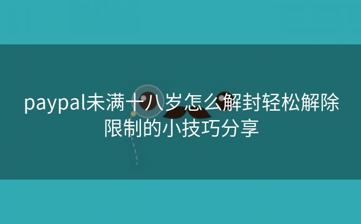 paypal未满十八岁怎么解封轻松解除限制的小技巧分享