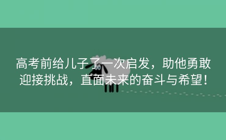 高考前给儿子了一次启发，助他勇敢迎接挑战，直面未来的奋斗与希望！