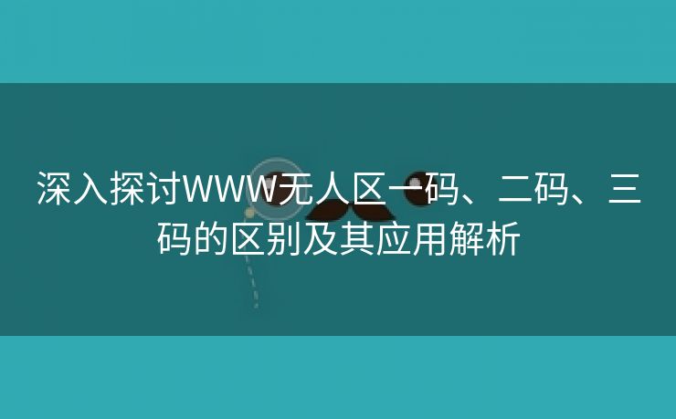 深入探讨WWW无人区一码、二码、三码的区别及其应用解析