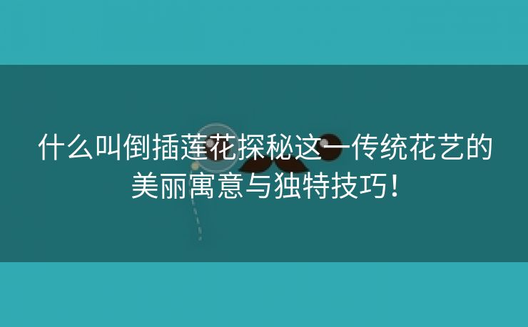 什么叫倒插莲花探秘这一传统花艺的美丽寓意与独特技巧！