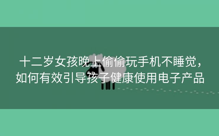 十二岁女孩晚上偷偷玩手机不睡觉，如何有效引导孩子健康使用电子产品