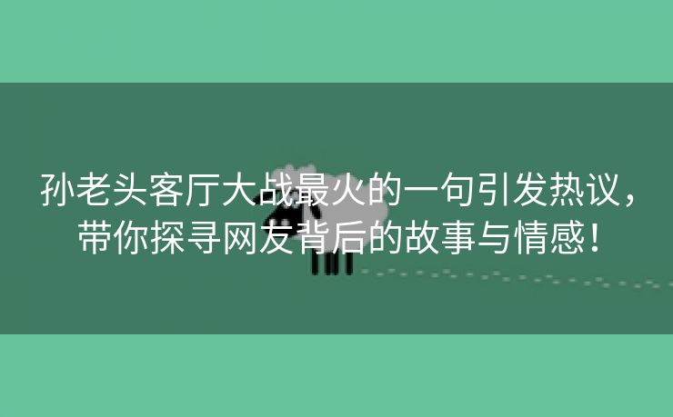 孙老头客厅大战最火的一句引发热议，带你探寻网友背后的故事与情感！