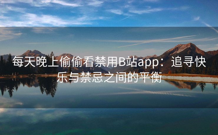 每天晚上偷偷看禁用B站app：追寻快乐与禁忌之间的平衡