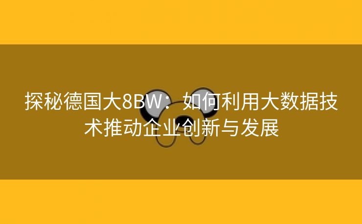 探秘德国大8BW：如何利用大数据技术推动企业创新与发展