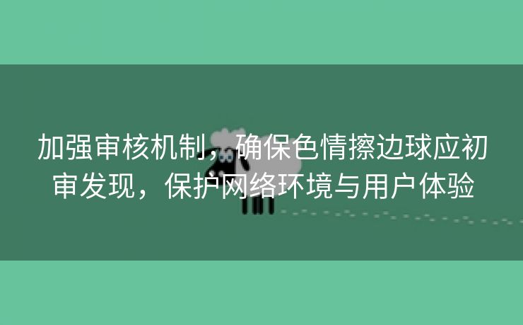 加强审核机制，确保色情擦边球应初审发现，保护网络环境与用户体验