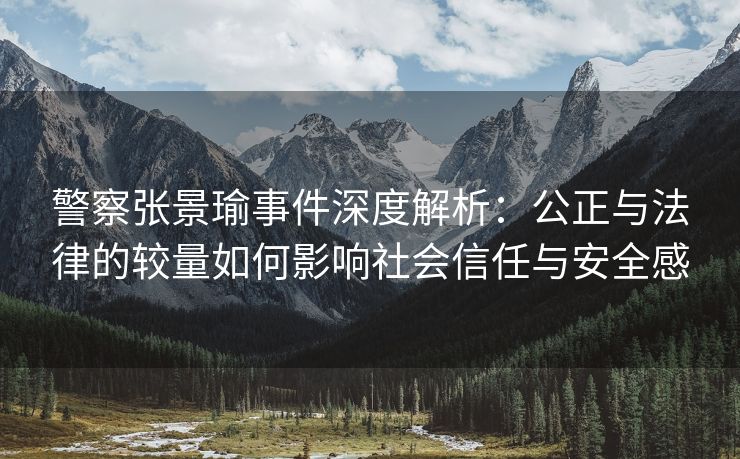 警察张景瑜事件深度解析：公正与法律的较量如何影响社会信任与安全感