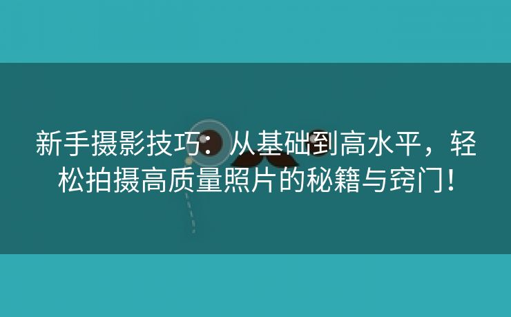 新手摄影技巧：从基础到高水平，轻松拍摄高质量照片的秘籍与窍门！