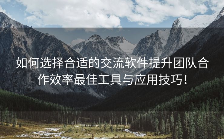 如何选择合适的交流软件提升团队合作效率最佳工具与应用技巧！