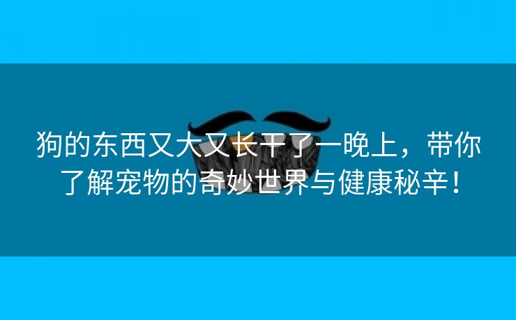 狗的东西又大又长干了一晚上，带你了解宠物的奇妙世界与健康秘辛！