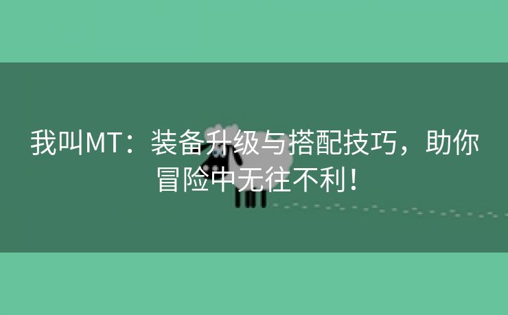 我叫MT：装备升级与搭配技巧，助你冒险中无往不利！