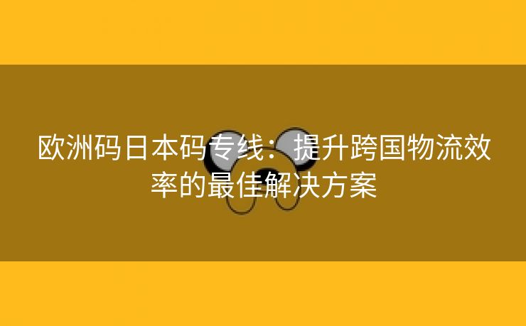 欧洲码日本码专线：提升跨国物流效率的最佳解决方案