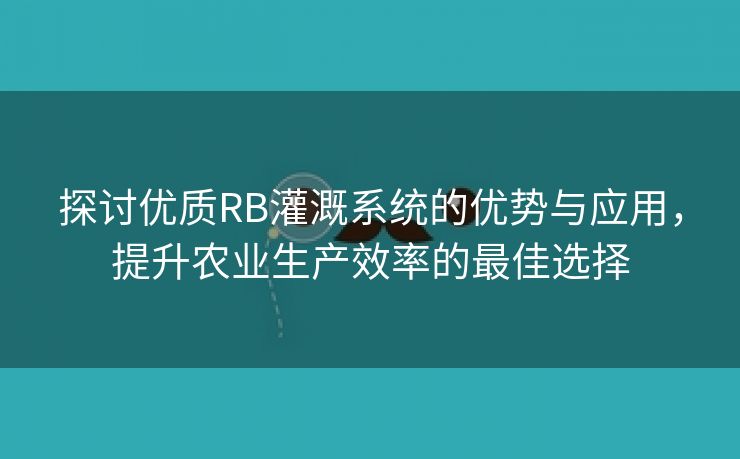 探讨优质RB灌溉系统的优势与应用，提升农业生产效率的最佳选择