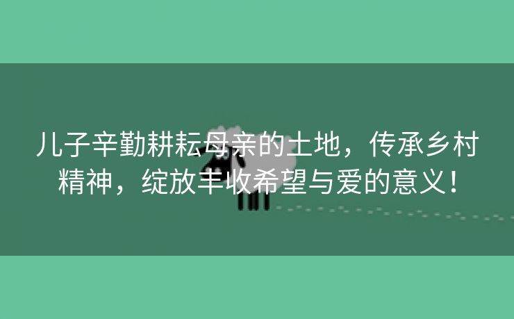 儿子辛勤耕耘母亲的土地，传承乡村精神，绽放丰收希望与爱的意义！