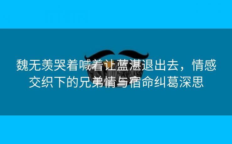 魏无羡哭着喊着让蓝湛退出去，情感交织下的兄弟情与宿命纠葛深思