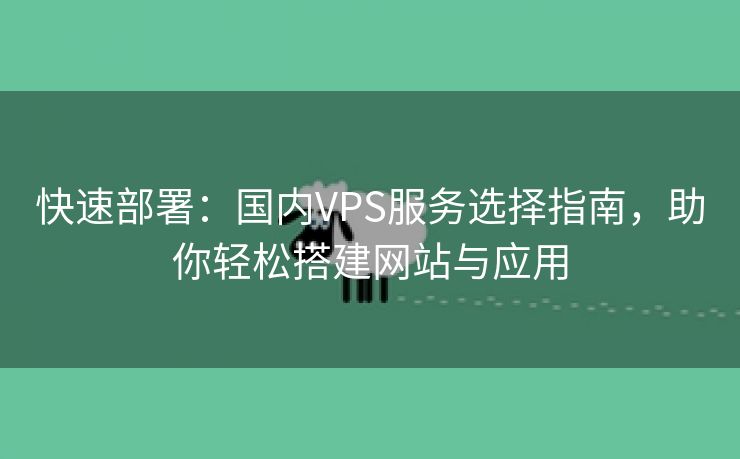 快速部署：国内VPS服务选择指南，助你轻松搭建网站与应用