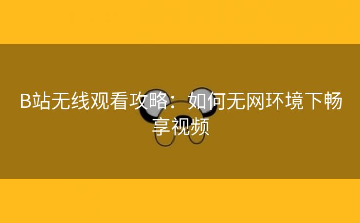 B站无线观看攻略：如何无网环境下畅享视频