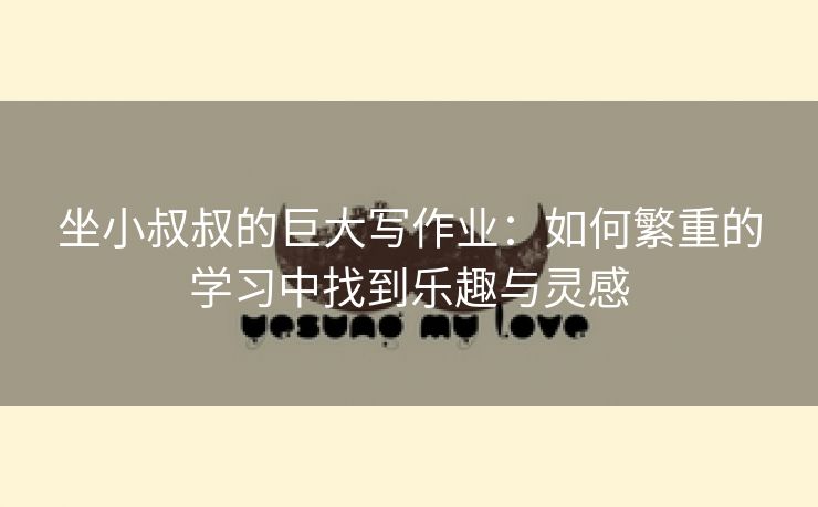 坐小叔叔的巨大写作业：如何繁重的学习中找到乐趣与灵感