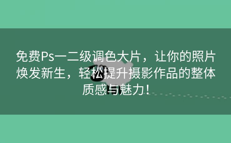 免费Ps一二级调色大片，让你的照片焕发新生，轻松提升摄影作品的整体质感与魅力！