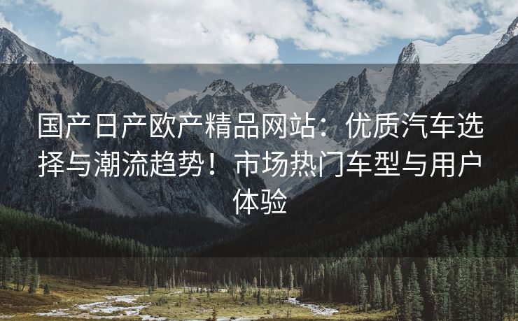 国产日产欧产精品网站：优质汽车选择与潮流趋势！市场热门车型与用户体验