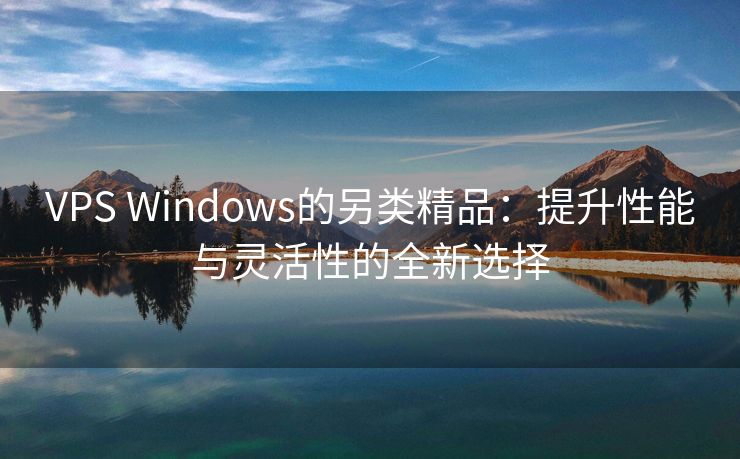 VPS Windows的另类精品：提升性能与灵活性的全新选择