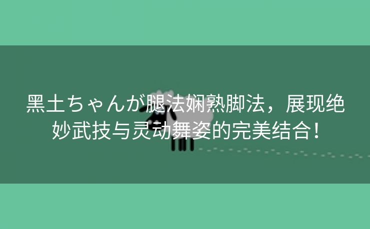 黑土ちゃんが腿法娴熟脚法，展现绝妙武技与灵动舞姿的完美结合！