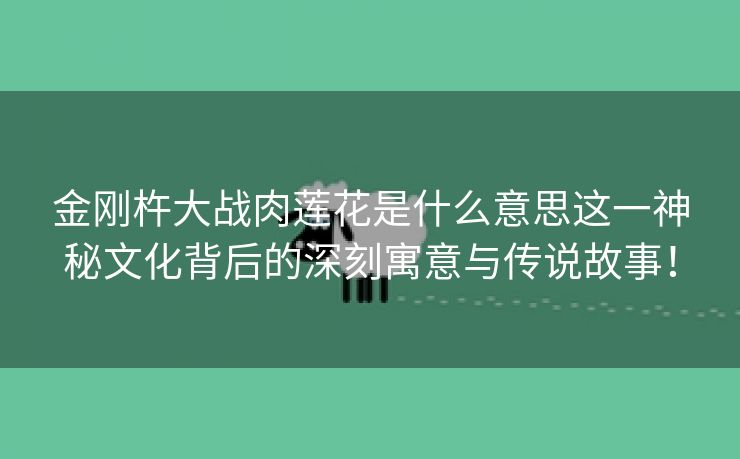 金刚杵大战肉莲花是什么意思这一神秘文化背后的深刻寓意与传说故事！