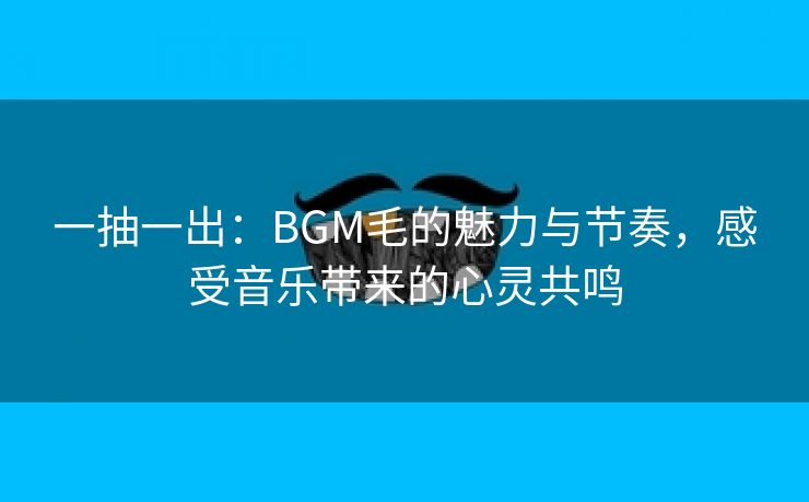 一抽一出：BGM毛的魅力与节奏，感受音乐带来的心灵共鸣