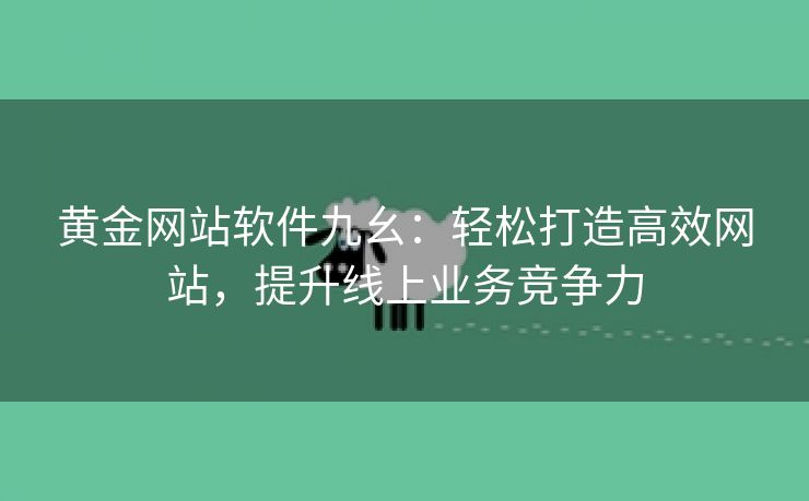 黄金网站软件九幺：轻松打造高效网站，提升线上业务竞争力