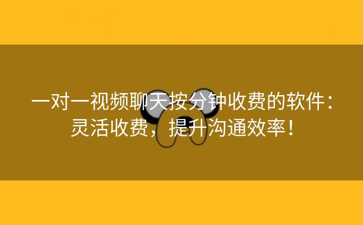 一对一视频聊天按分钟收费的软件：灵活收费，提升沟通效率！