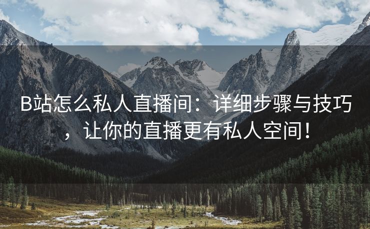 B站怎么私人直播间：详细步骤与技巧，让你的直播更有私人空间！