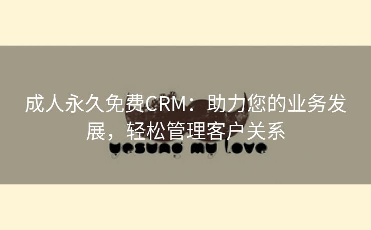 成人永久免费CRM：助力您的业务发展，轻松管理客户关系