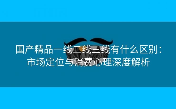 国产精品一线二线三线有什么区别：市场定位与消费心理深度解析