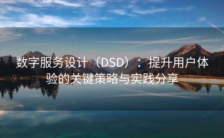 数字服务设计（DSD）：提升用户体验的关键策略与实践分享