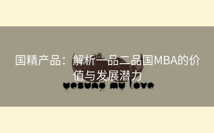 国精产品：解析一品二品国MBA的价值与发展潜力