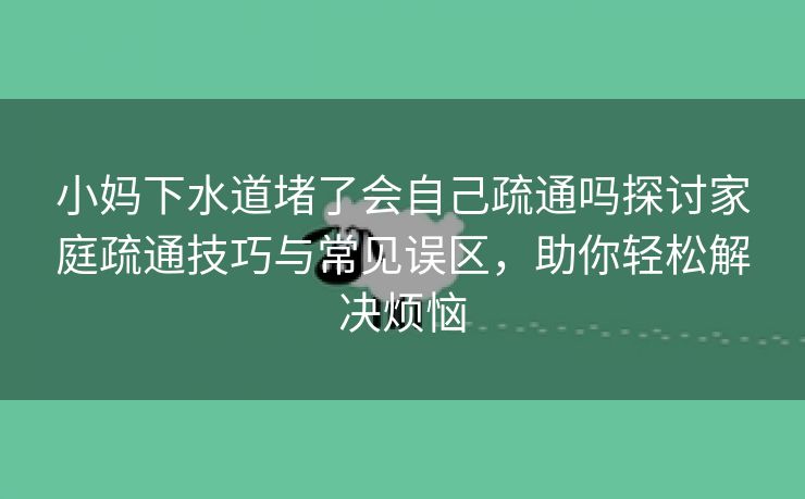 小妈下水道堵了会自己疏通吗探讨家庭疏通技巧与常见误区，助你轻松解决烦恼