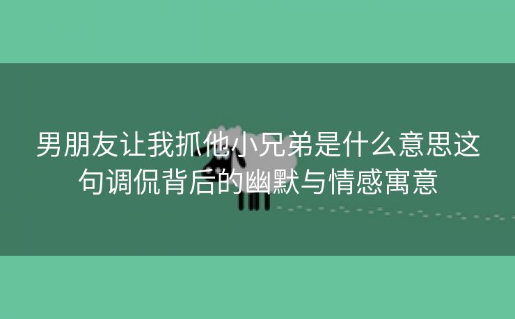 男朋友让我抓他小兄弟是什么意思这句调侃背后的幽默与情感寓意