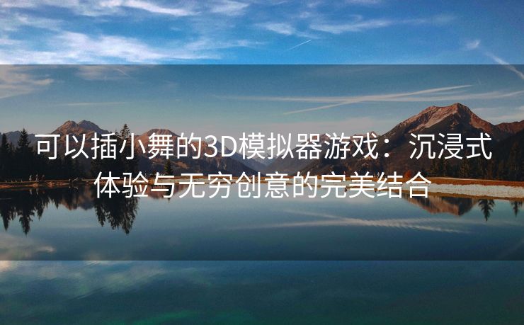 可以插小舞的3D模拟器游戏：沉浸式体验与无穷创意的完美结合