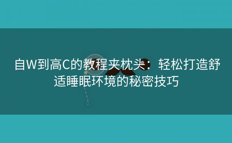 自W到高C的教程夹枕头：轻松打造舒适睡眠环境的秘密技巧